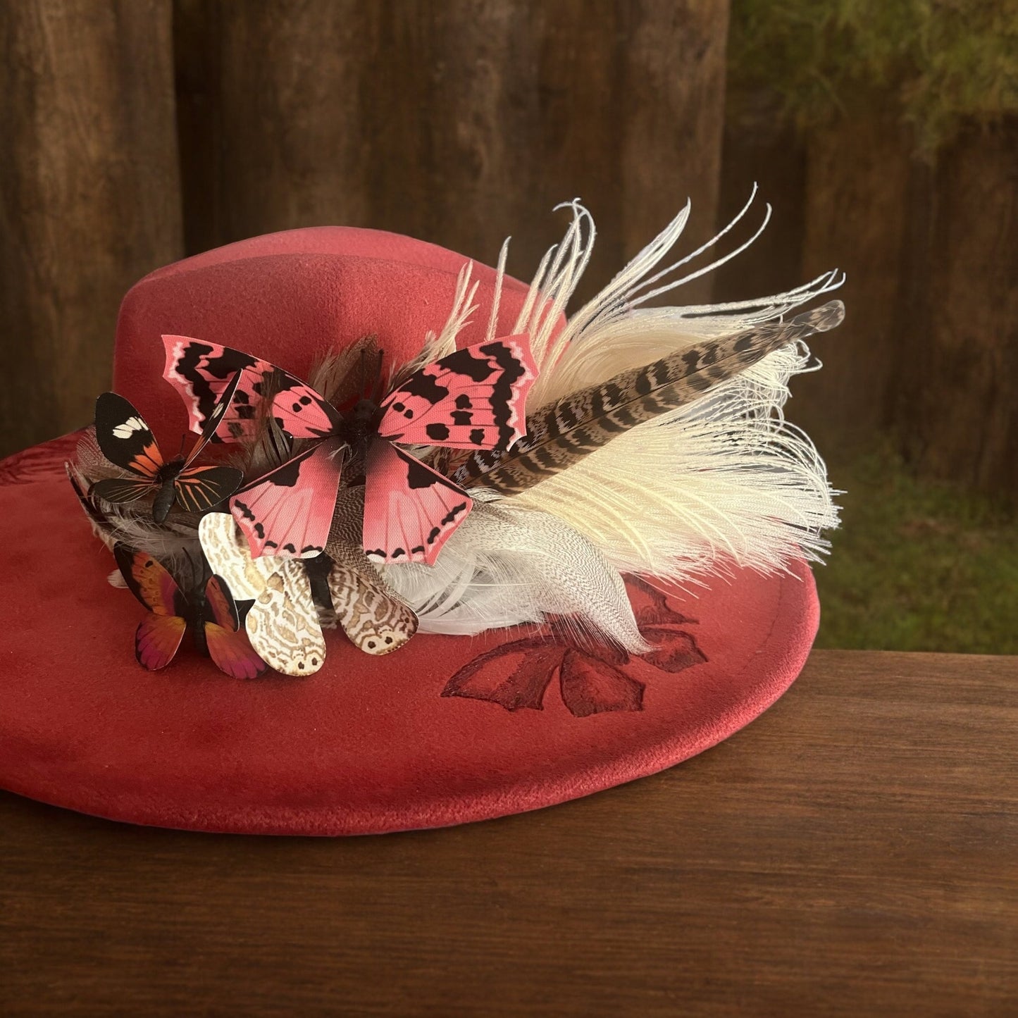 Butterflies in Peach Hat Fascinator - Mad Gringa Hats & Boutique
