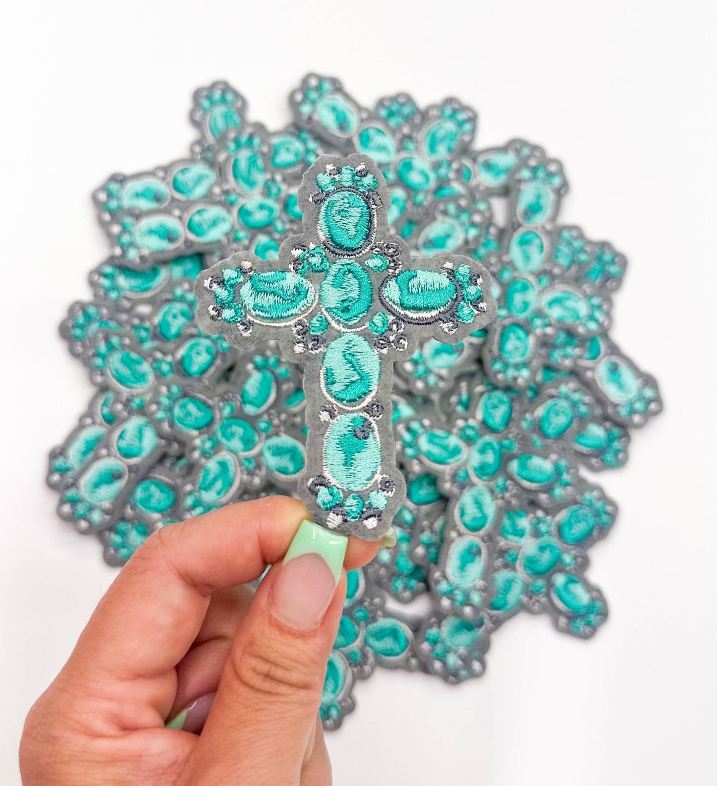 Cross turquoise jewelry western trucker hat patch iron on - Mad Gringa Hats & Boutique