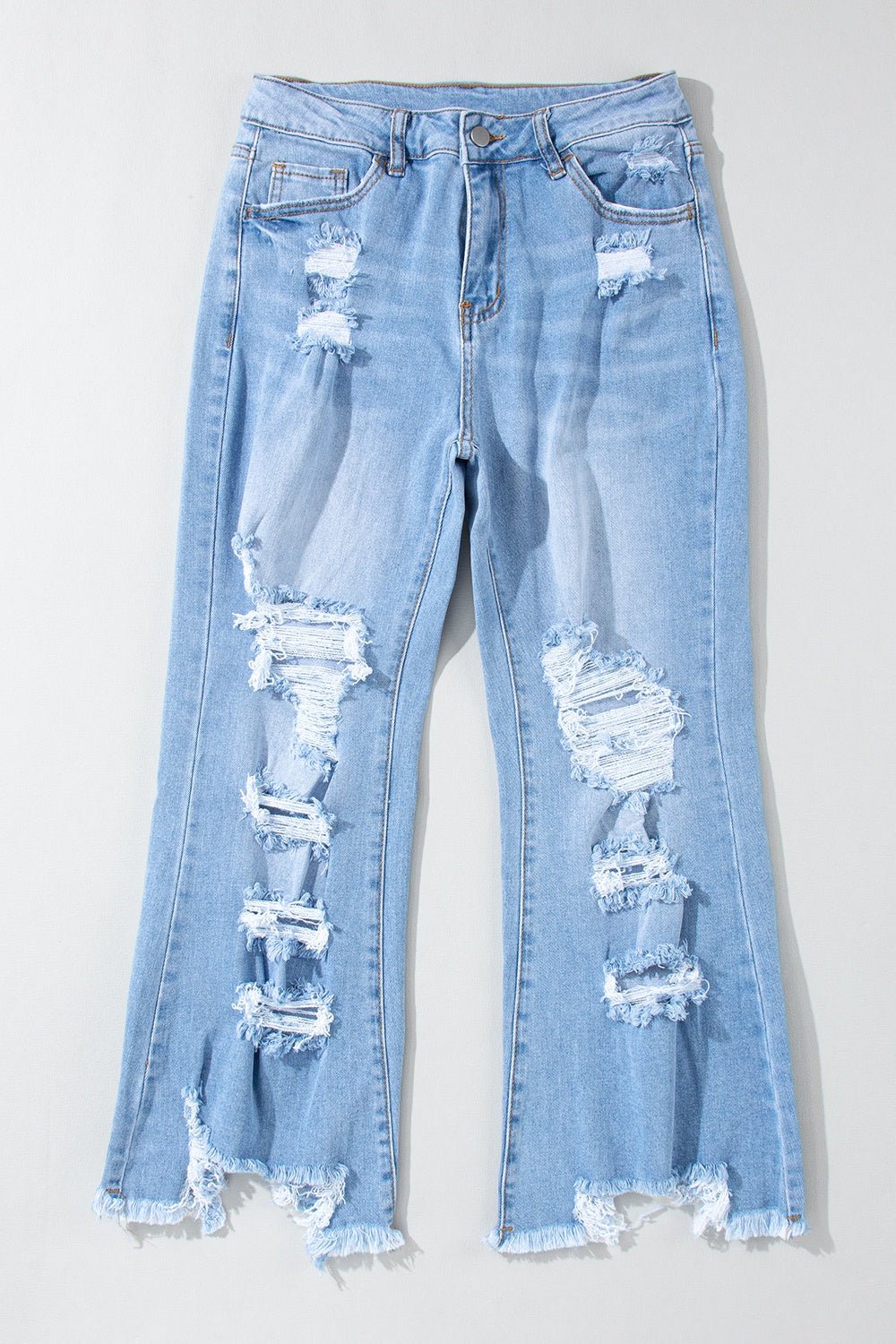 Distressed Raw Hem Jeans with Pockets - Mad Gringa Hats & Boutique