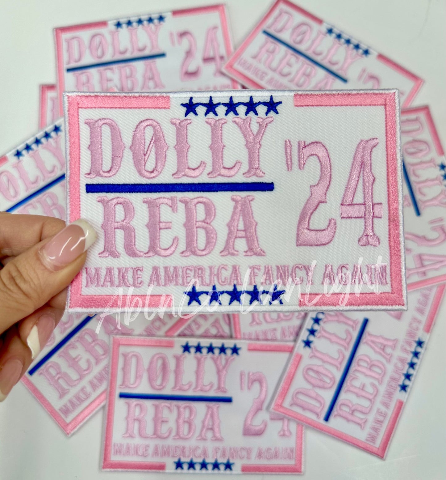 Dolly Reba 24 preppy pink patch iron on Fanny Bag Hat patch - Mad Gringa Hats & Boutique