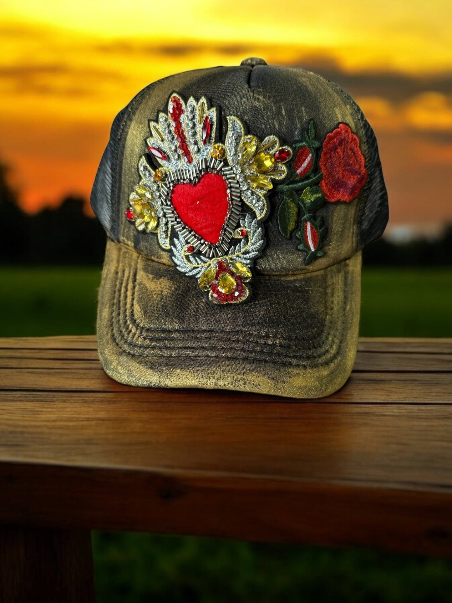 Flaming Heart Trucker Hat - Mad Gringa Hats & Boutique