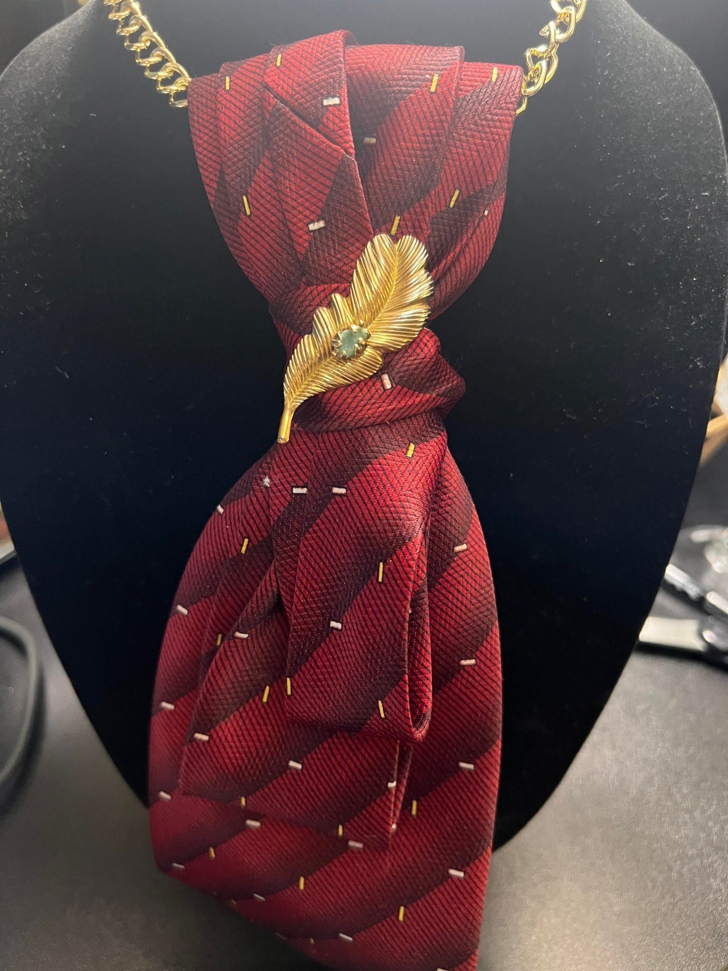 Gold Leaf Tie Necklace - Mad Gringa Hats & Boutique