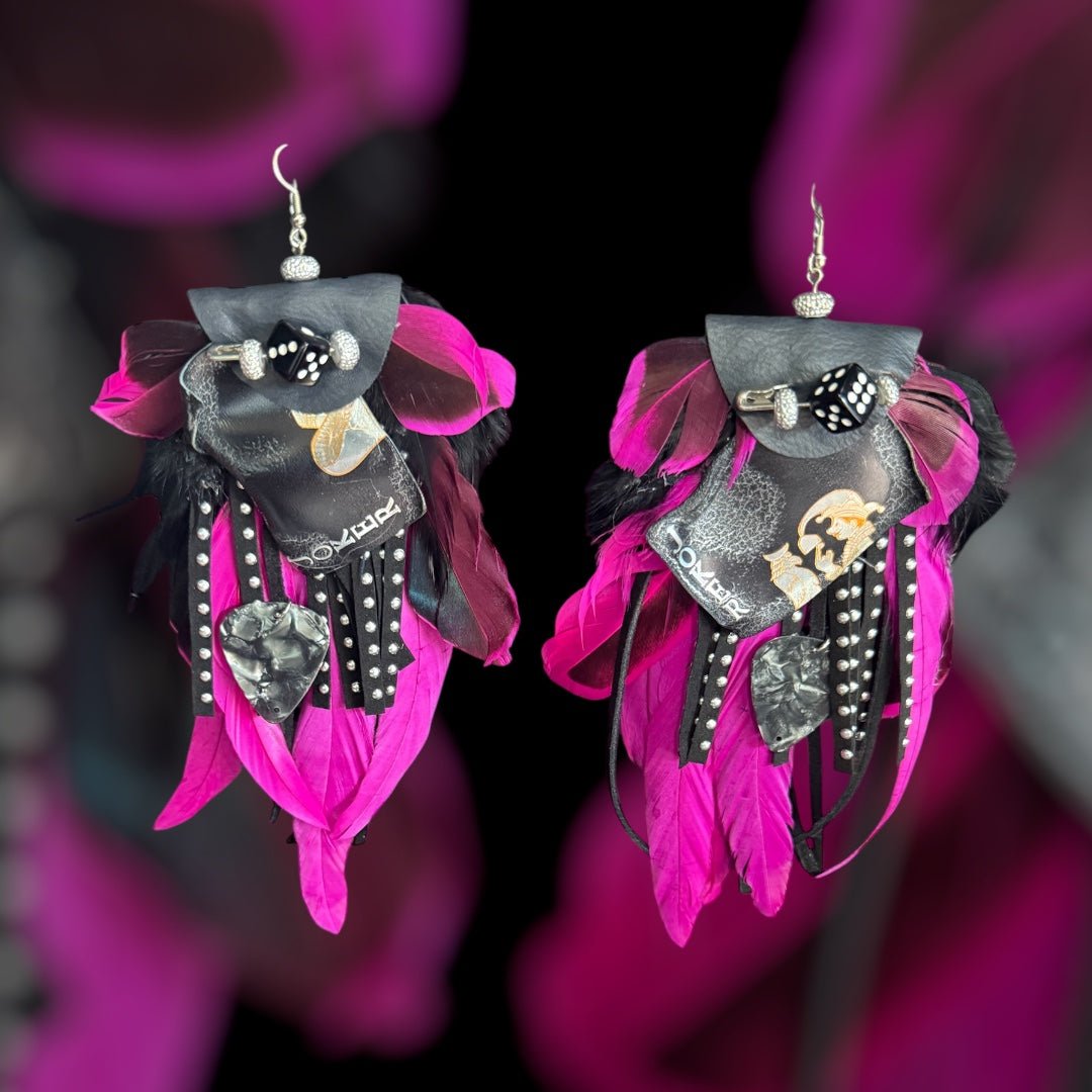 Hot Pink Feather Rockin’ Earrings - Mad Gringa Hats & Boutique