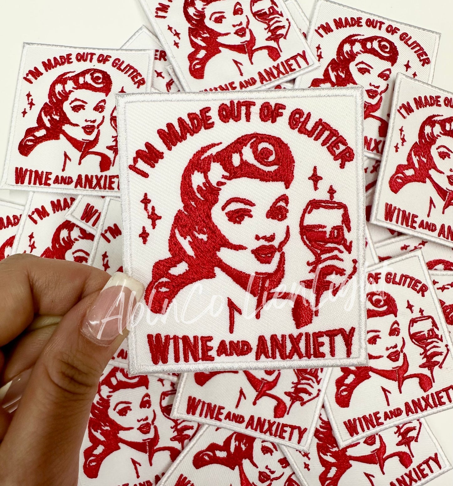 I’m made out of glitter wine & anxiety embroidery patch - Mad Gringa Hats & Boutique