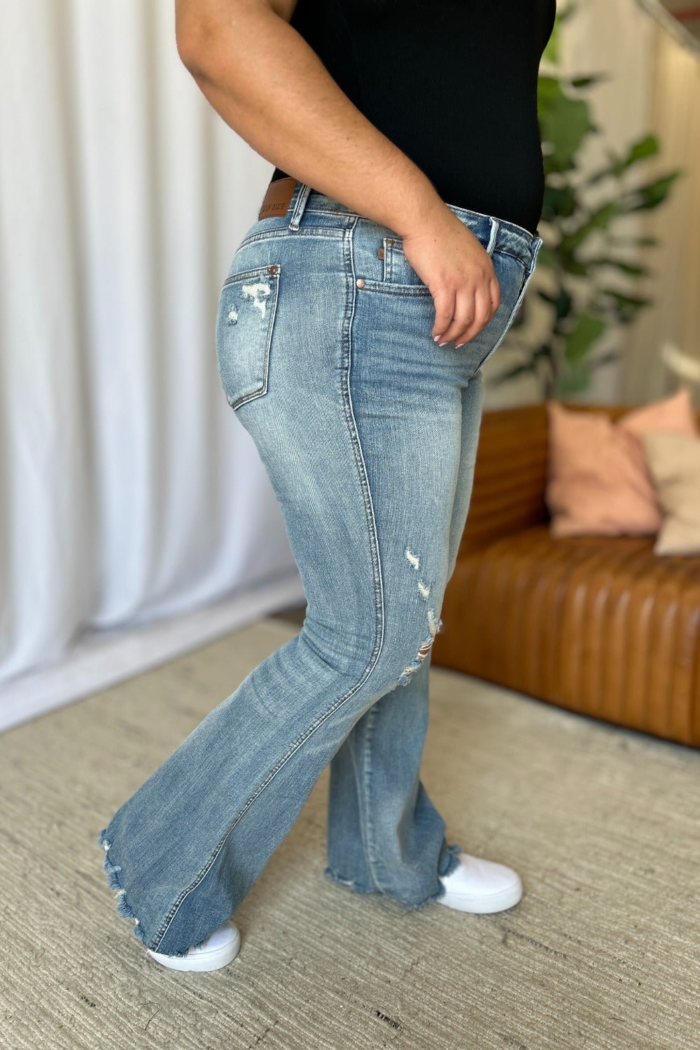 Judy Blue Full Size Medium Rise Tummy Control Destroy Flare - Mad Gringa Hats & Boutique