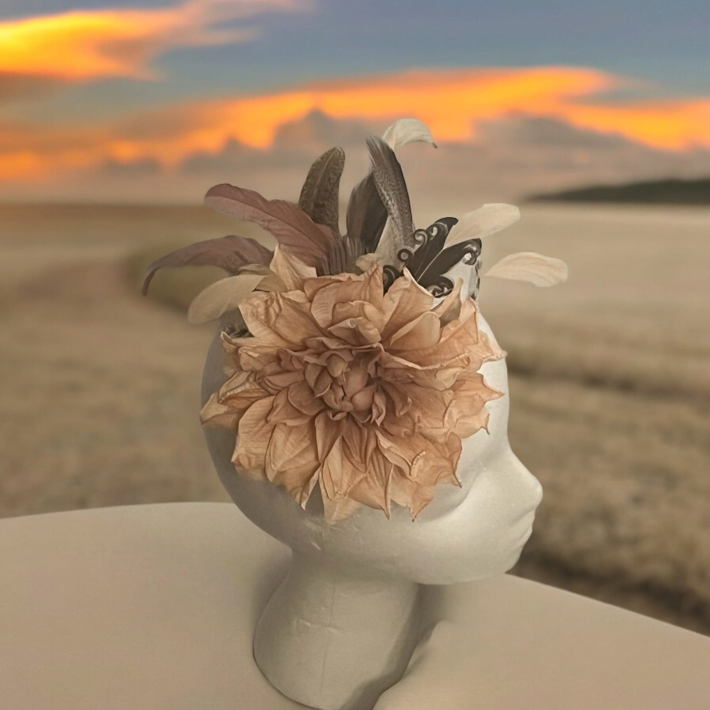 Natural Peony Fascinator - Mad Gringa Hats & Boutique