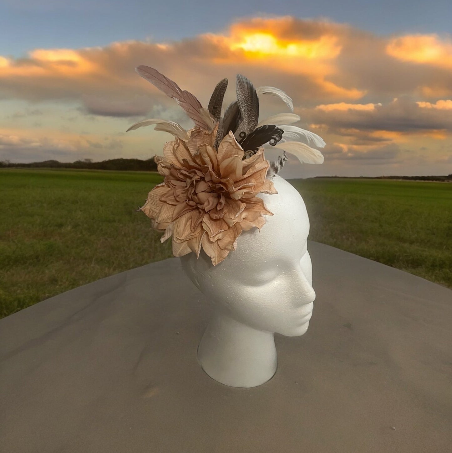 Natural Peony Fascinator - Mad Gringa Hats & Boutique