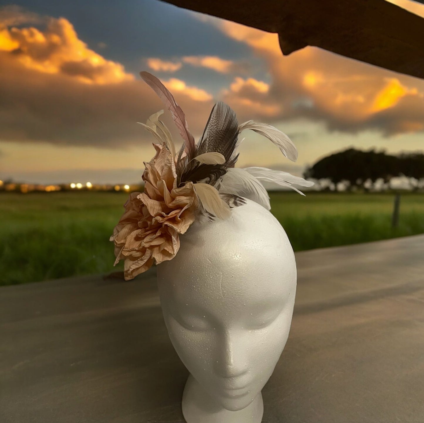Natural Peony Fascinator - Mad Gringa Hats & Boutique