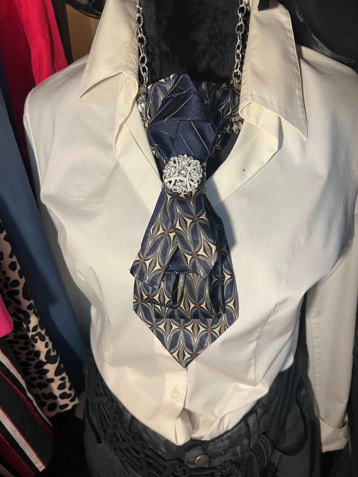 Navy Bling Tie Necklace - Mad Gringa Hats & Boutique