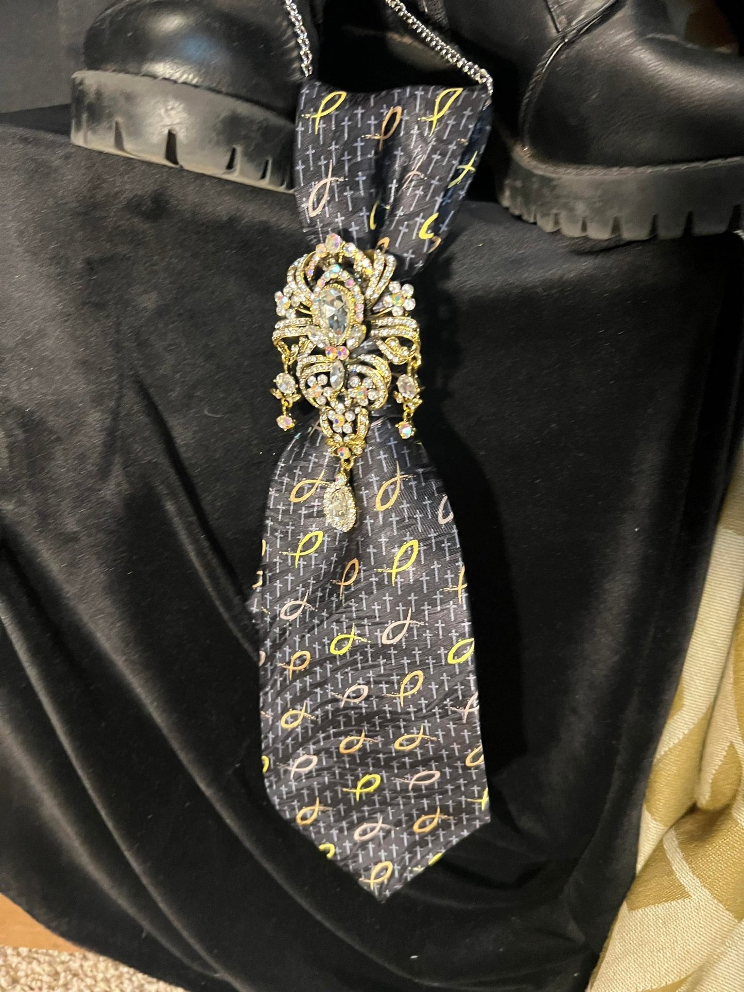 Navy Cross Tie Necklace - Mad Gringa Hats & Boutique