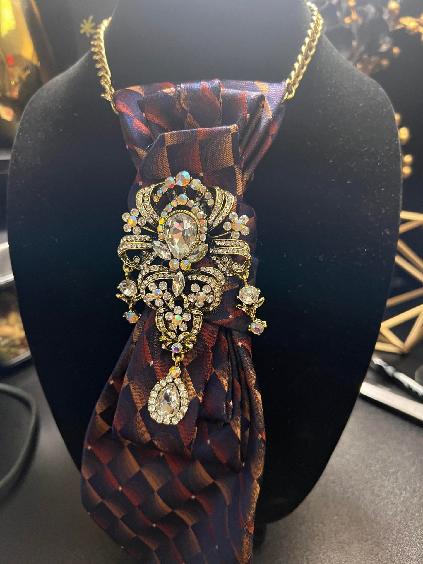 Navy/Gold Bling Tie Necklace - Mad Gringa Hats & Boutique