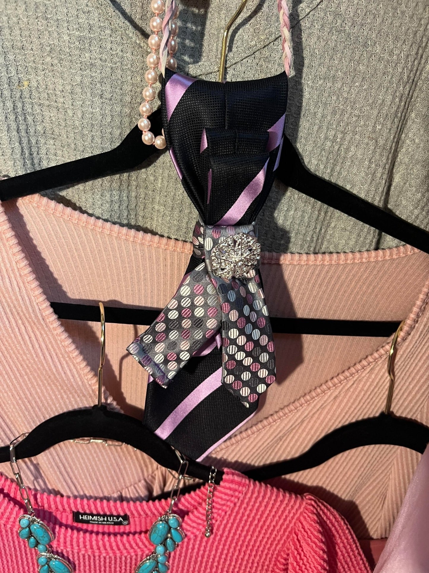 Pink Stripe Tie Necklace - Mad Gringa Hats & Boutique