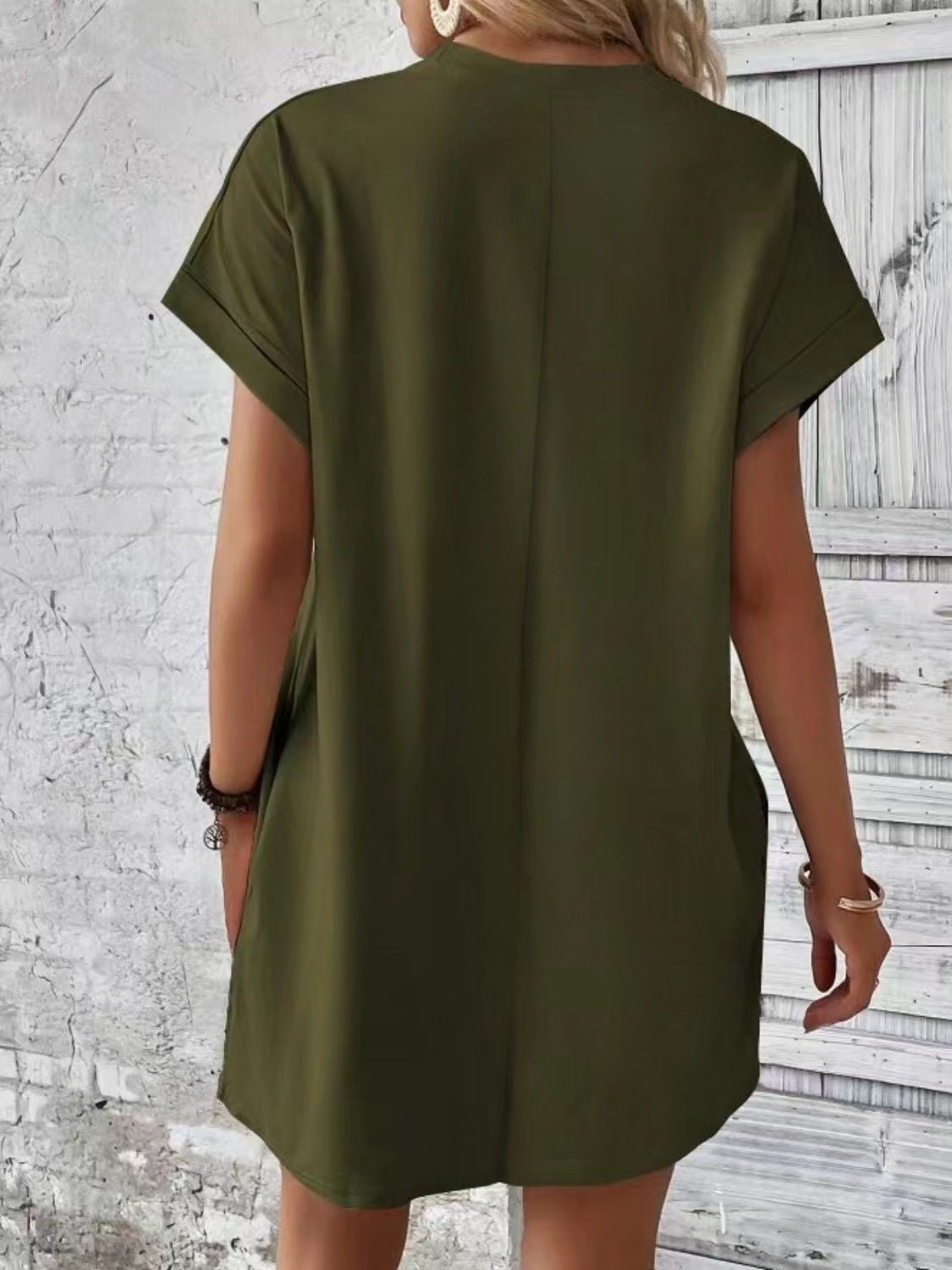 Pocketed Round Neck Short Sleeve Dress - Mad Gringa Hats & Boutique