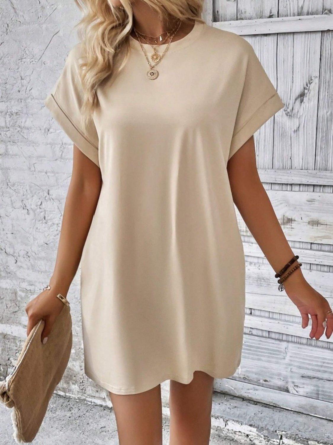 Pocketed Round Neck Short Sleeve Dress - Mad Gringa Hats & Boutique