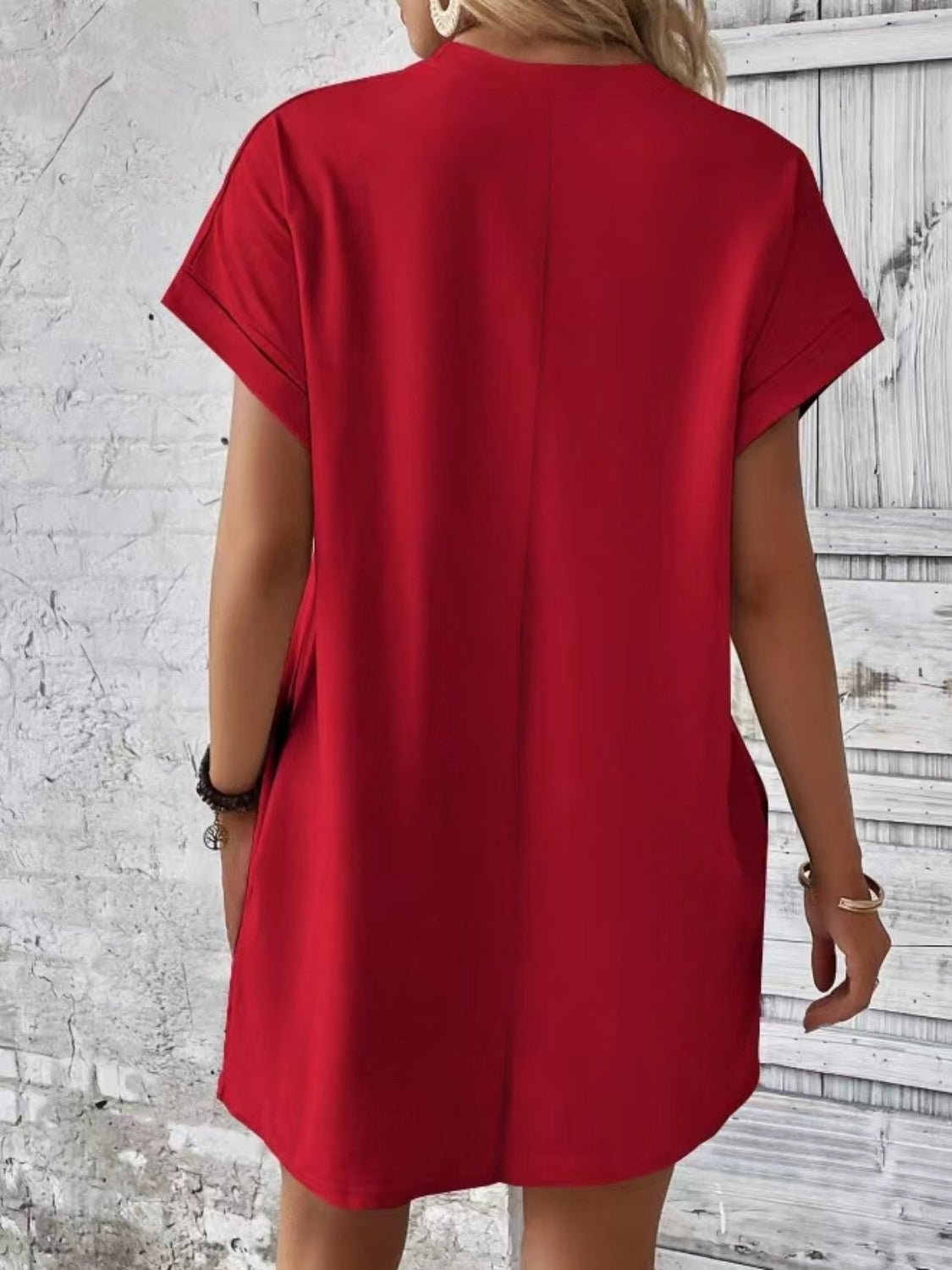 Pocketed Round Neck Short Sleeve Dress - Mad Gringa Hats & Boutique
