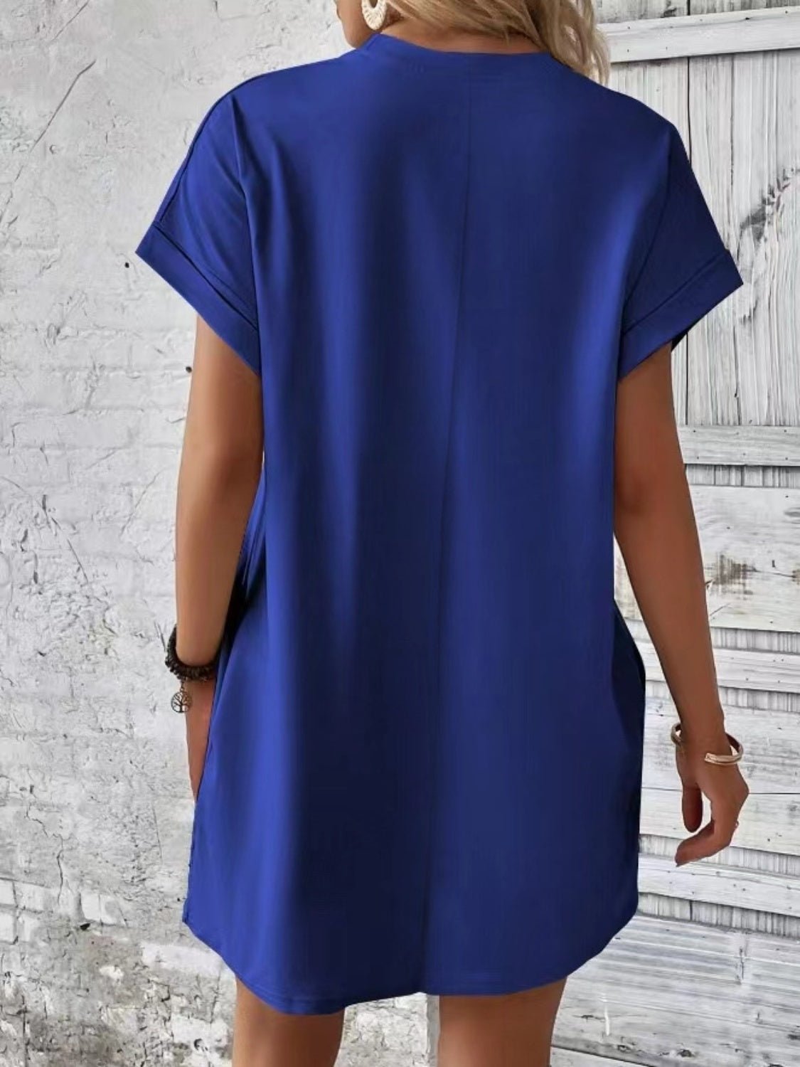 Pocketed Round Neck Short Sleeve Dress - Mad Gringa Hats & Boutique