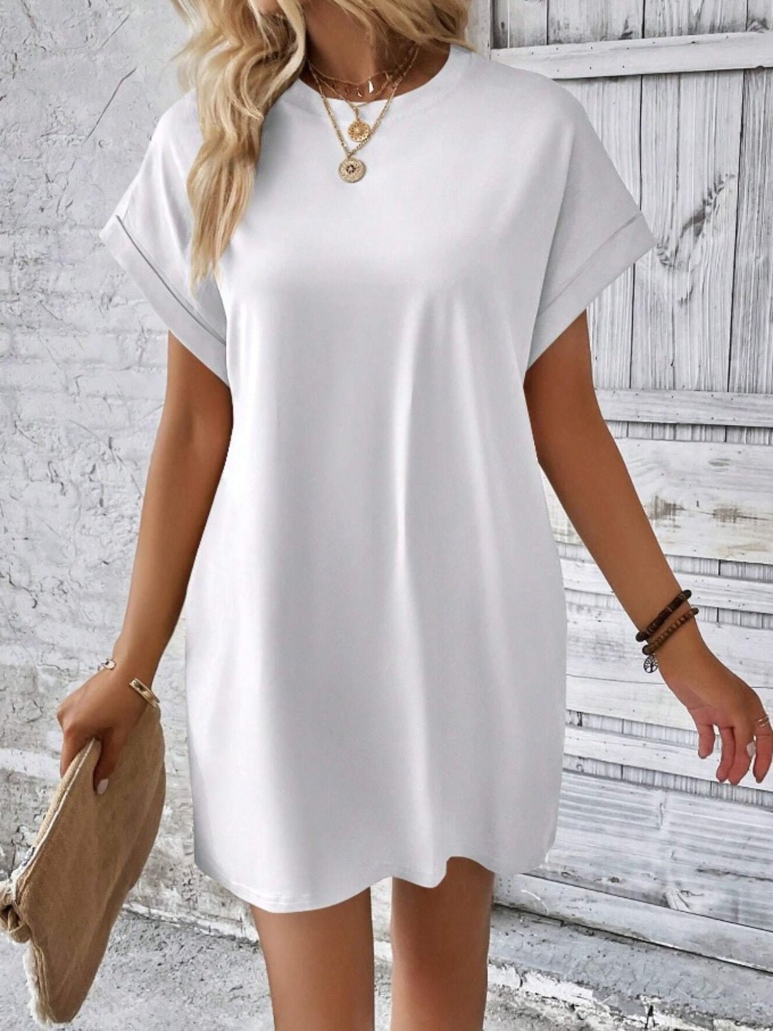 Pocketed Round Neck Short Sleeve Dress - Mad Gringa Hats & Boutique