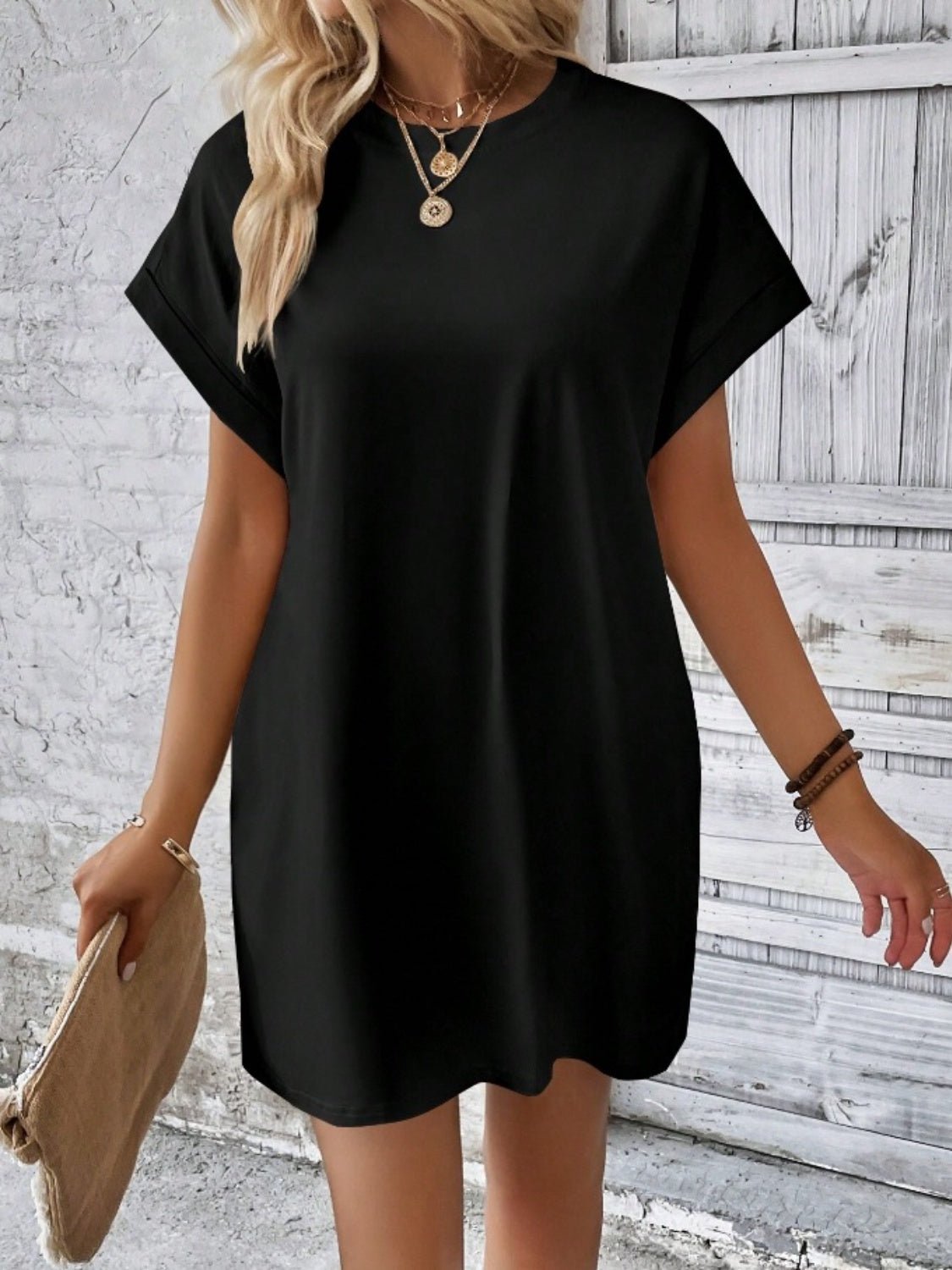 Pocketed Round Neck Short Sleeve Dress - Mad Gringa Hats & Boutique