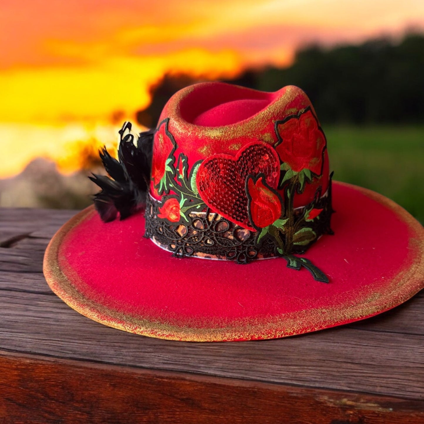 Red Roses Rancher Hat - Mad Gringa Hats & Boutique