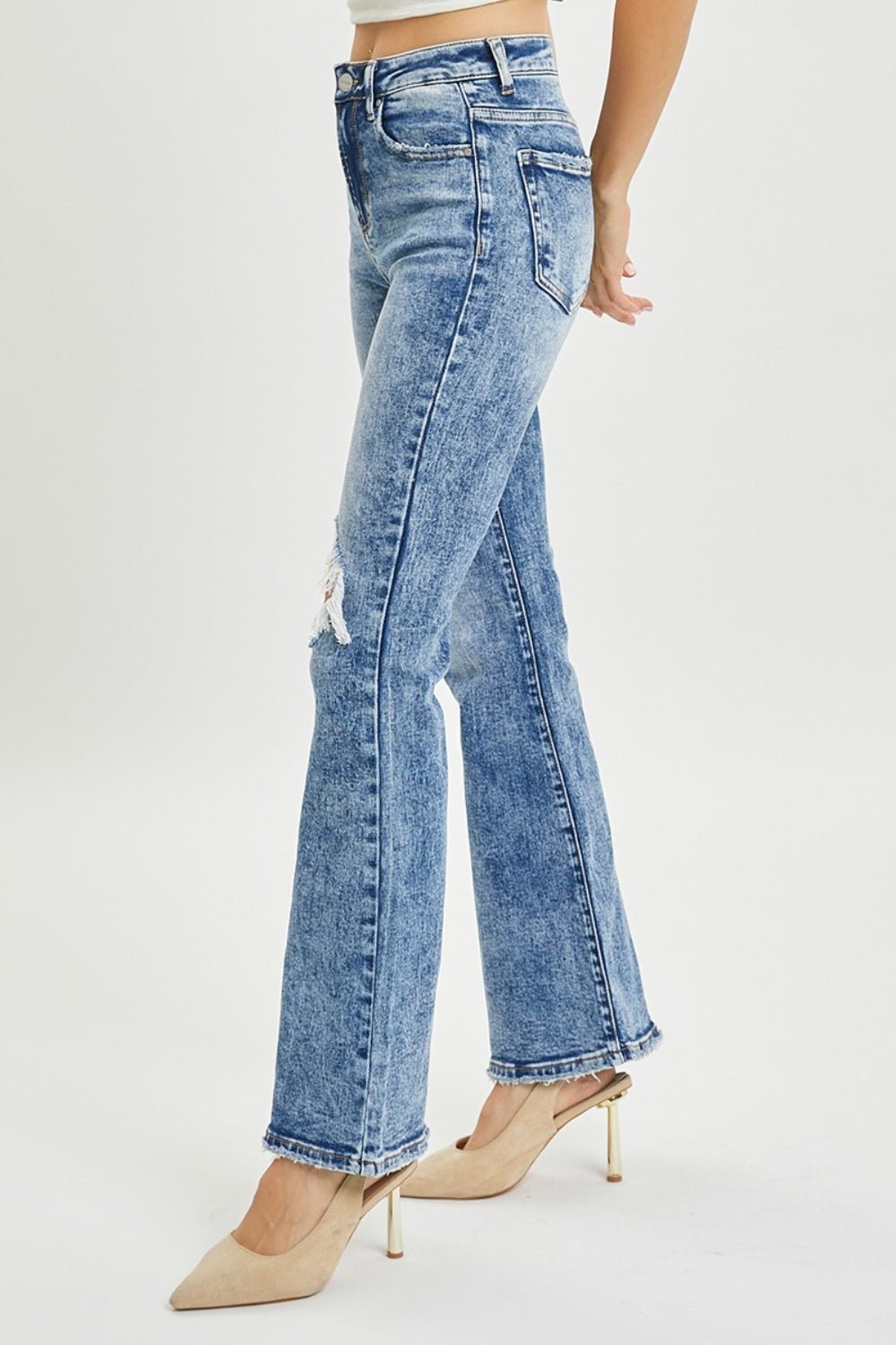 RISEN Full Size High Rise Distressed Flare Jeans - Mad Gringa Hats & Boutique