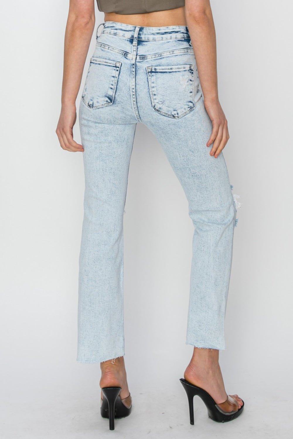 RISEN High Rise Distressed Ankle Jeans - Mad Gringa Hats & Boutique