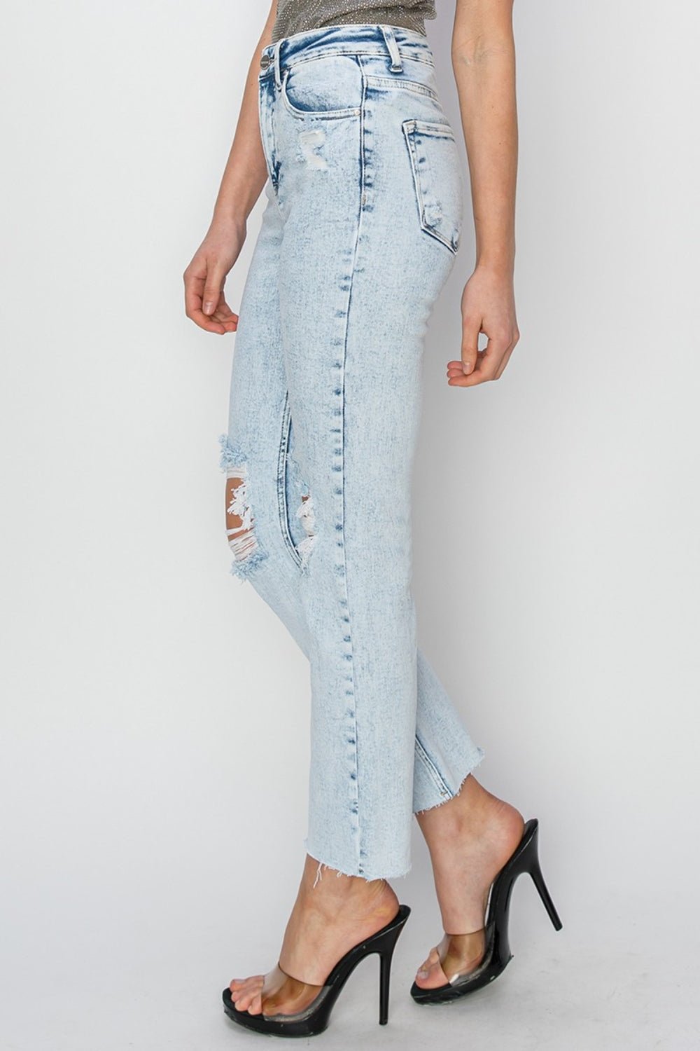 RISEN High Rise Distressed Ankle Jeans - Mad Gringa Hats & Boutique