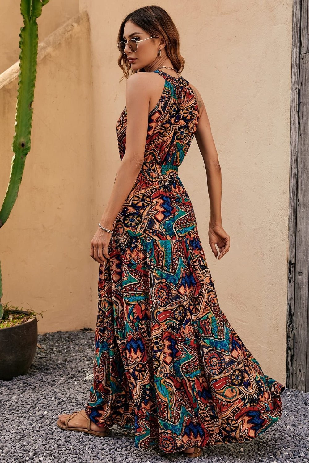 Tied Slit Floral Sleeveless Dress - Mad Gringa Hats & Boutique
