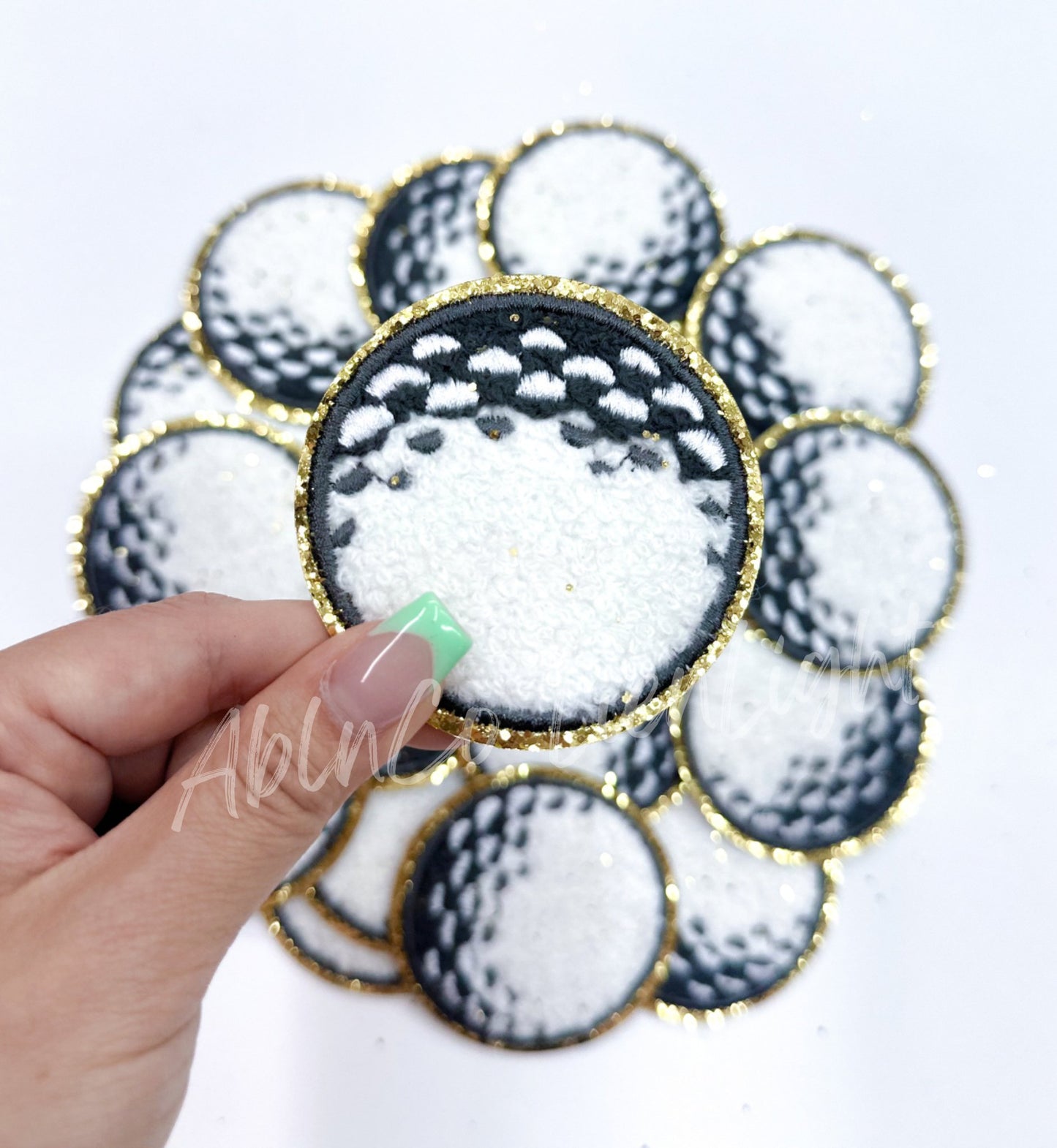 Trucker hat patches 3” golf ball chenille glitter patch - Mad Gringa Hats & Boutique