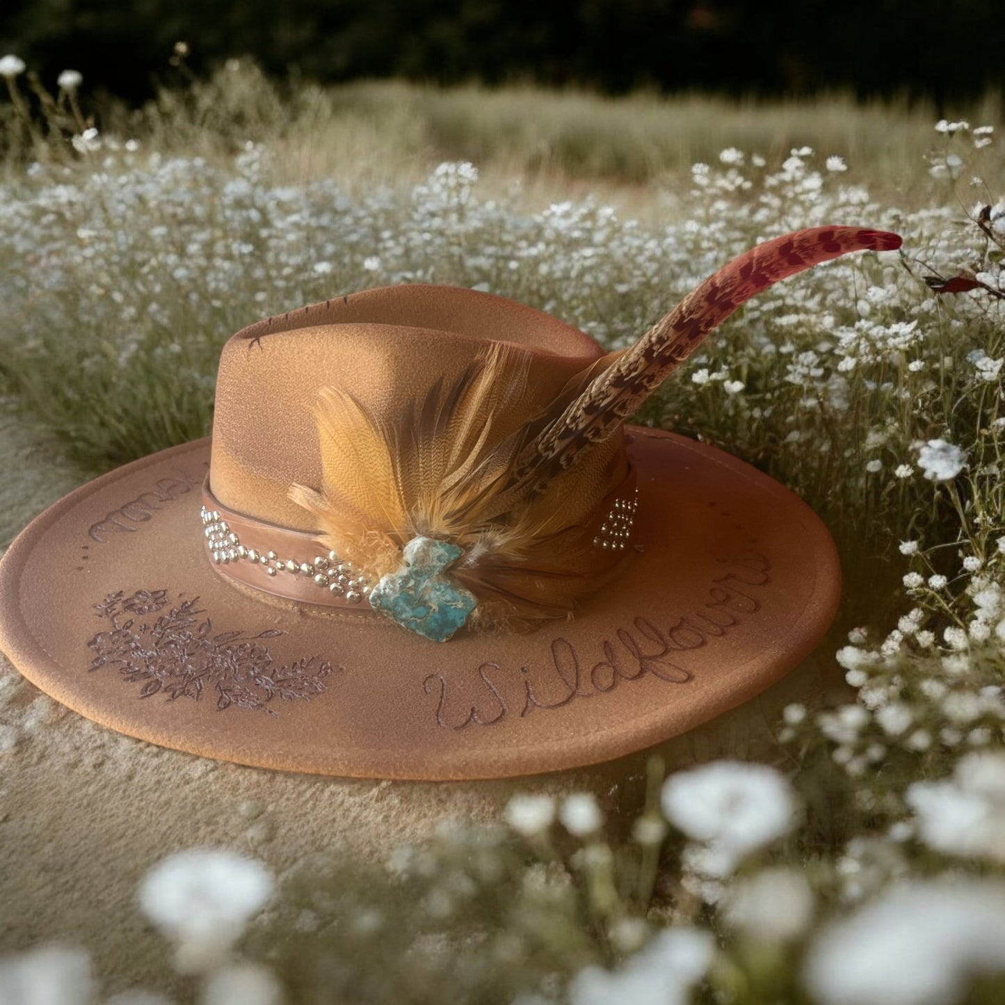 Wildflowers and Wild Horses Burned Hat - Mad Gringa Hats & Boutique