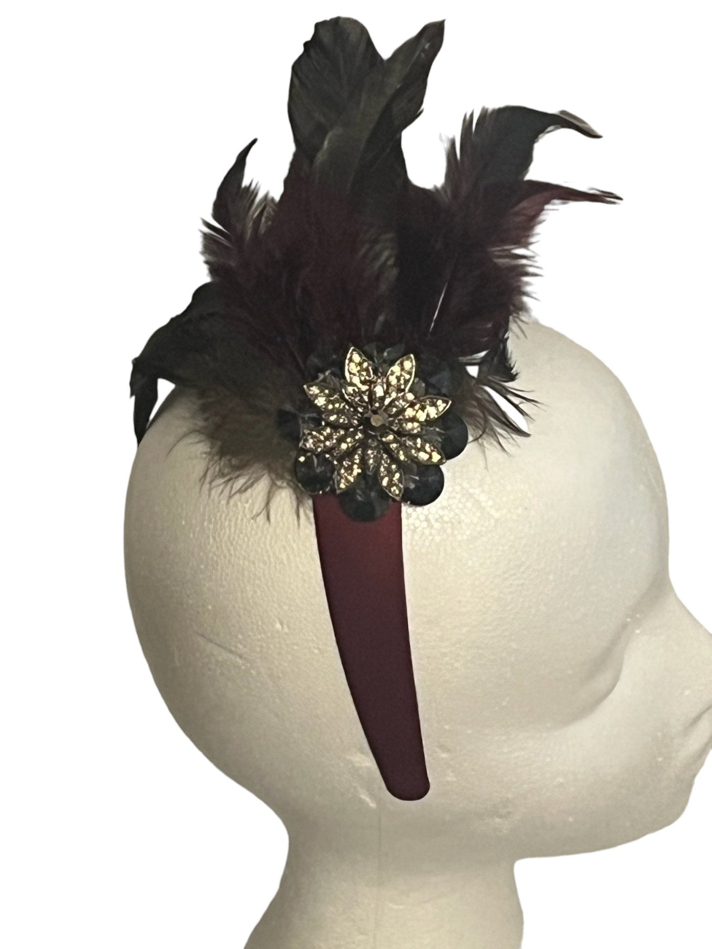 Wine and Black Fascinator Headband - Mad Gringa Hats & Boutique