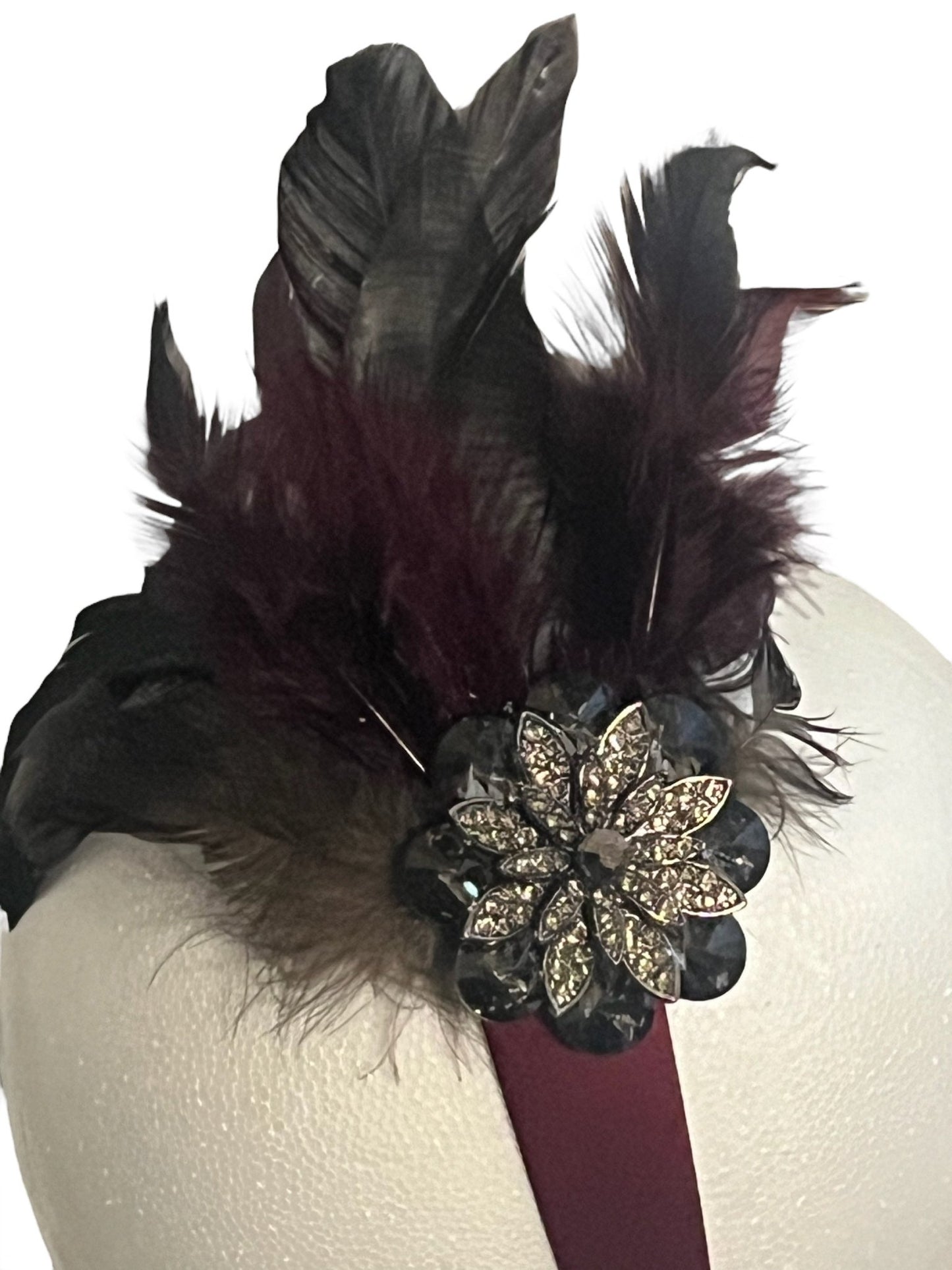 Wine and Black Fascinator Headband - Mad Gringa Hats & Boutique