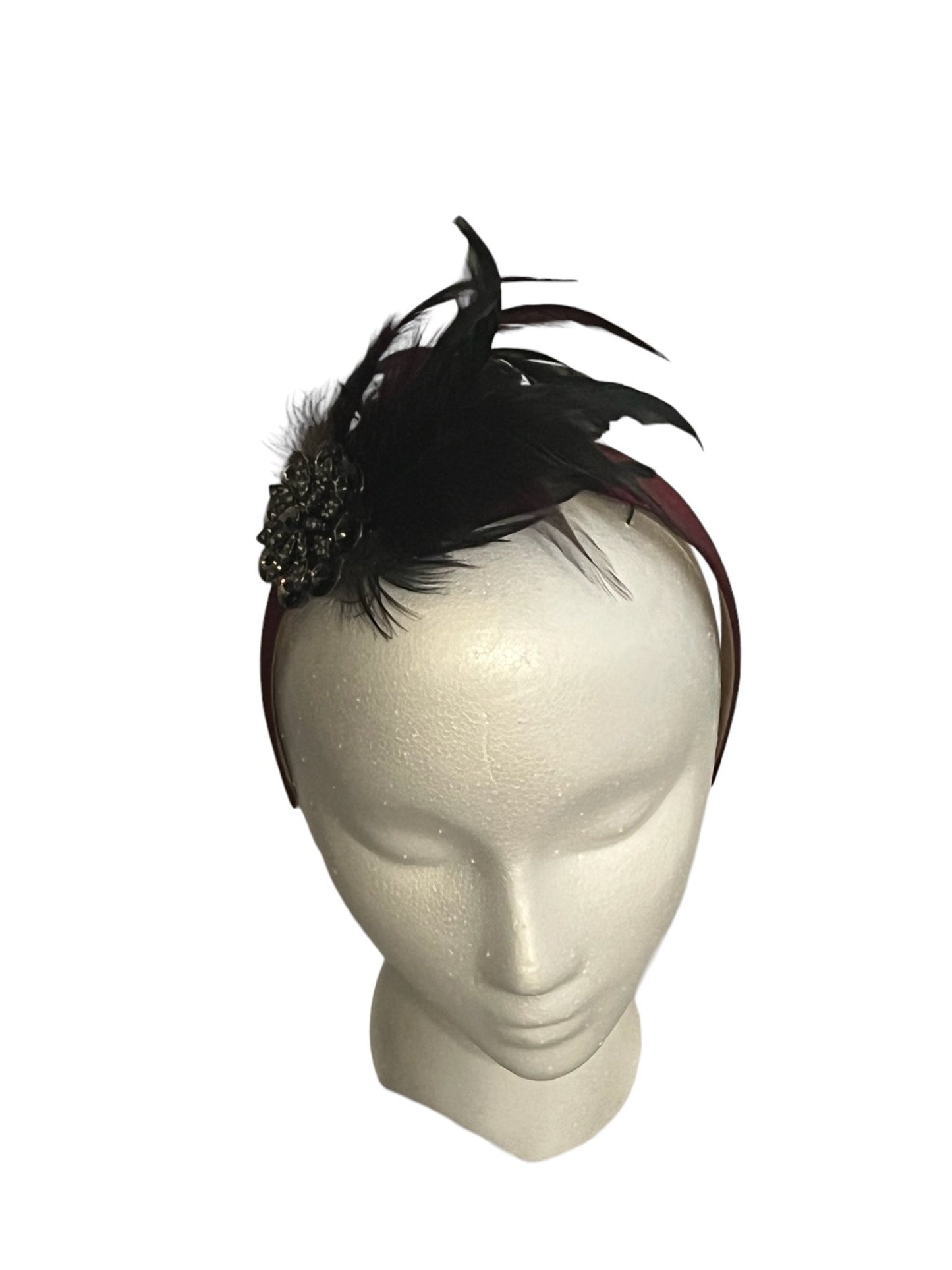Wine and Black Fascinator Headband - Mad Gringa Hats & Boutique