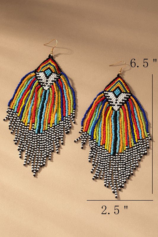 Aztec seed bead statement drop earrings - Mad Gringa Hats & Boutique