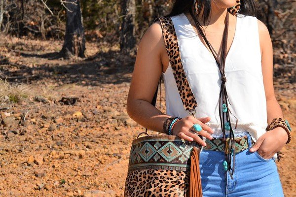 Brown Lasso Necklace with Turquoise Accents - Mad Gringa Hats & Boutique