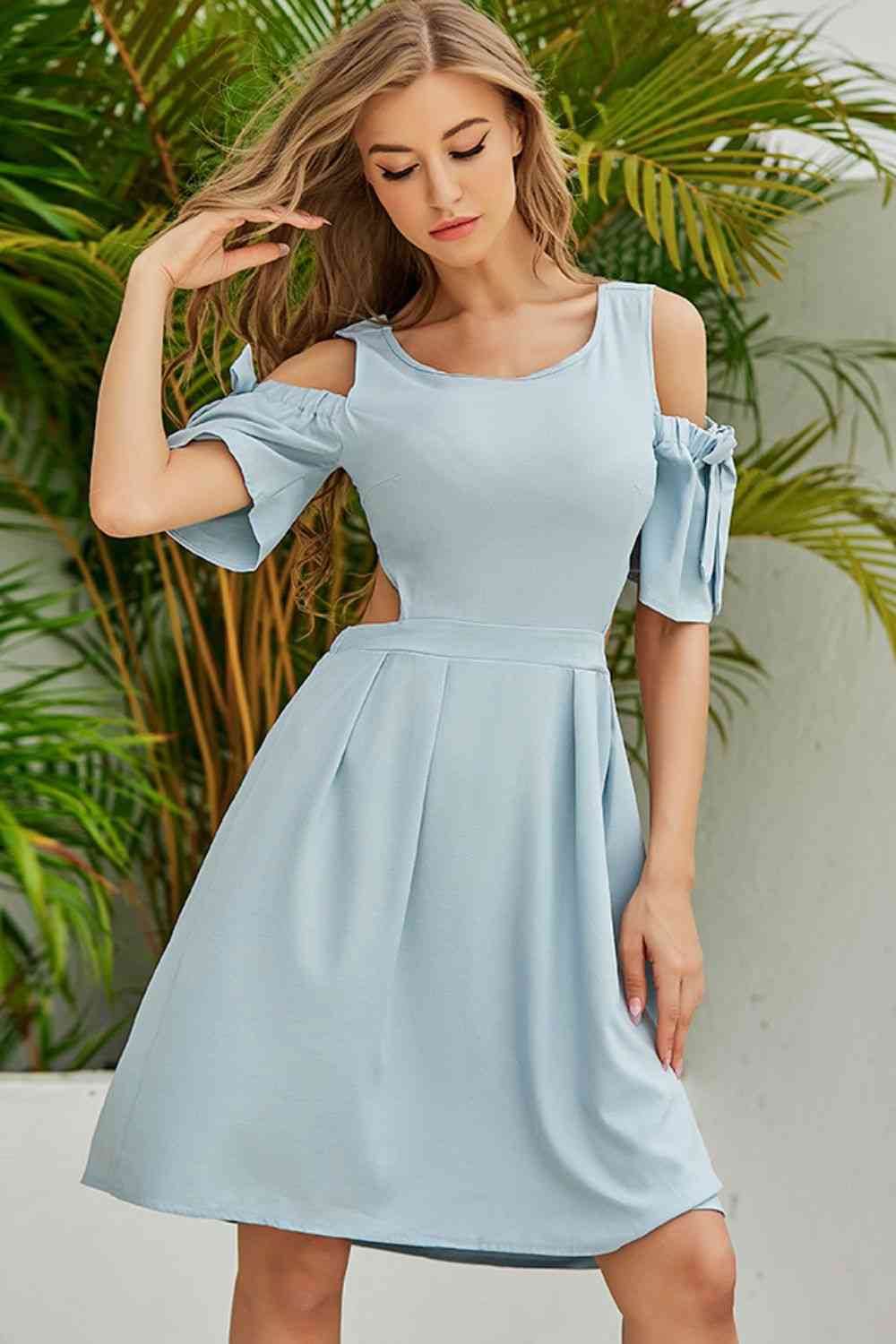 Cutout Tied Cold-Shoulder Dress - Mad Gringa Hats & Boutique