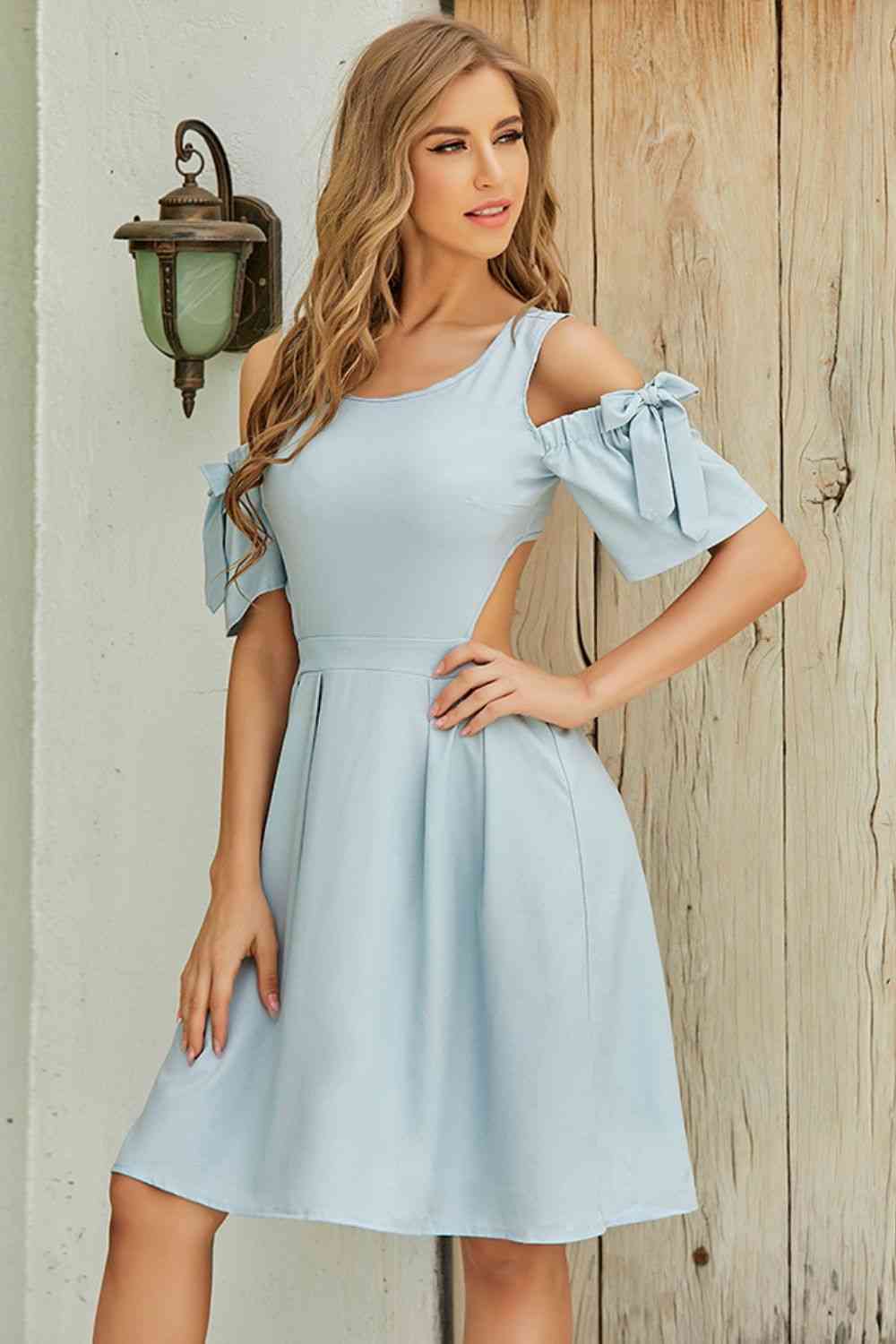Cutout Tied Cold-Shoulder Dress - Mad Gringa Hats & Boutique
