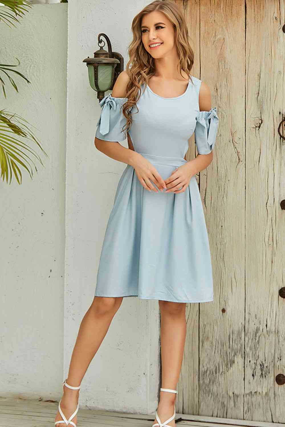Cutout Tied Cold-Shoulder Dress - Mad Gringa Hats & Boutique