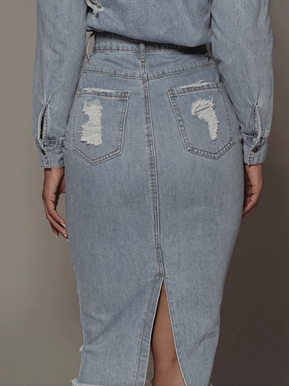Distressed Slit Denim Skirt - Mad Gringa Hats & Boutique