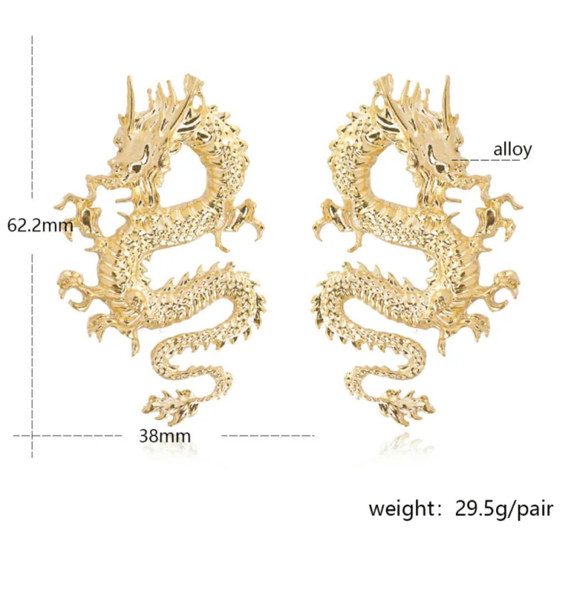 Dragon Metal Drop Earrings - Mad Gringa Hats & Boutique