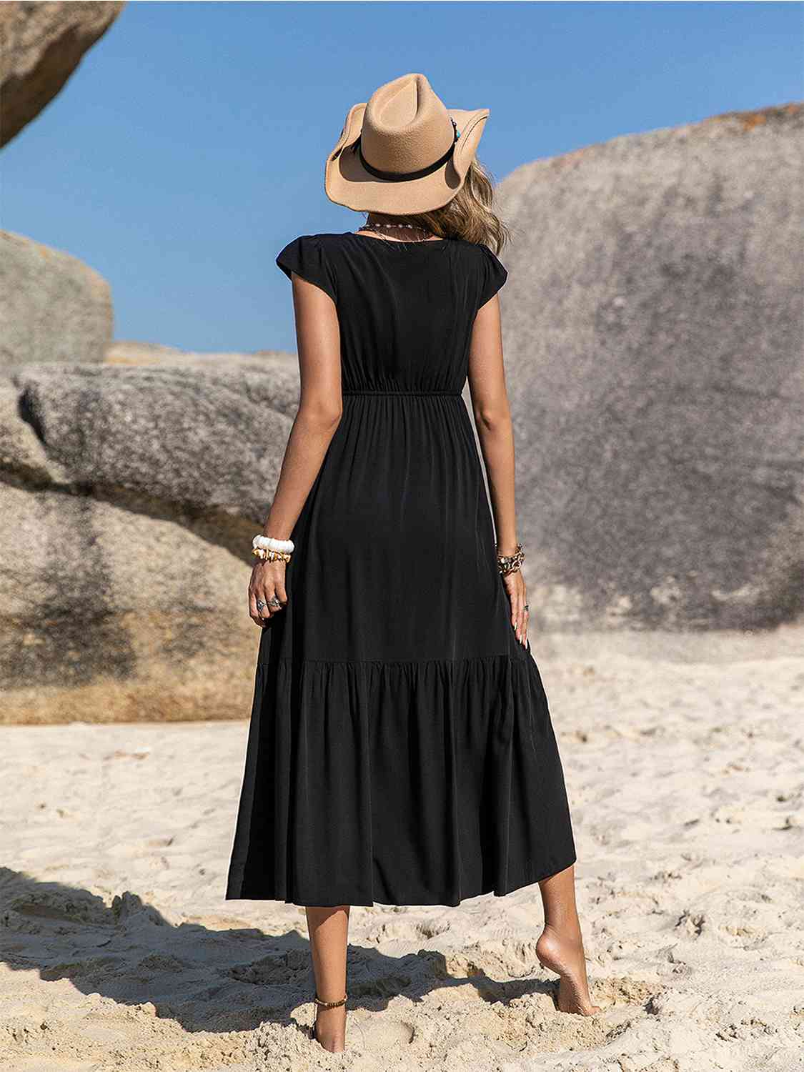 Embroidered Square Neck Ruffle Hem Dress - Mad Gringa Hats & Boutique