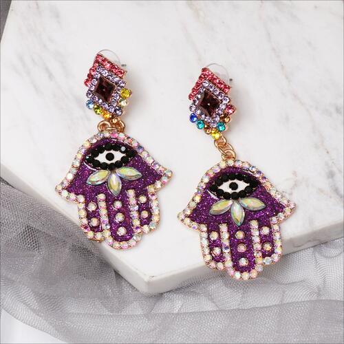 Hamsa Hands Rhinestone Earrings - Mad Gringa Hats & Boutique