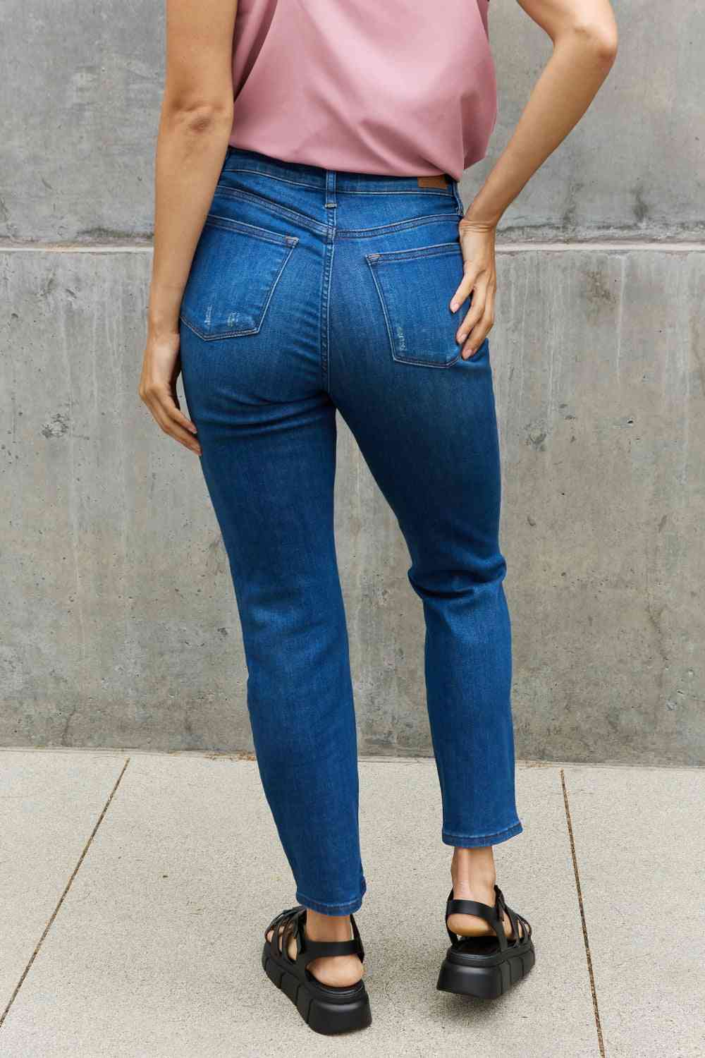 Judy Blue Melanie Full Size High Waisted Distressed Boyfriend Jeans - Mad Gringa Hats & Boutique