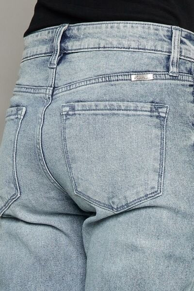 Kancan High Waist Button Fly Raw Hem Cropped Straight Jeans - Mad Gringa Hats & Boutique
