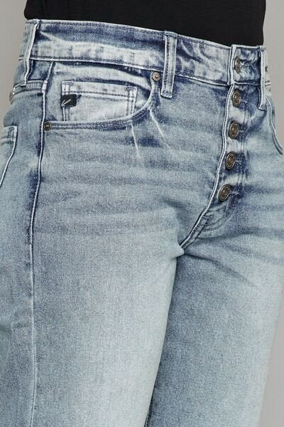 Kancan High Waist Button Fly Raw Hem Cropped Straight Jeans - Mad Gringa Hats & Boutique