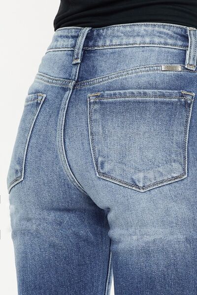 Kancan High Waist Distressed Hem Detail Cropped Straight Jeans - Mad Gringa Hats & Boutique