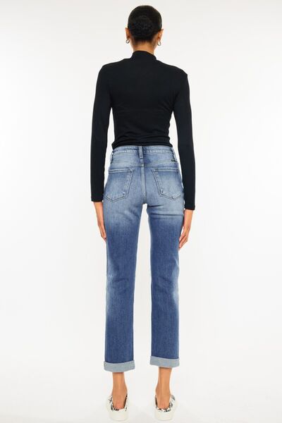 Kancan High Waist Distressed Hem Detail Cropped Straight Jeans - Mad Gringa Hats & Boutique