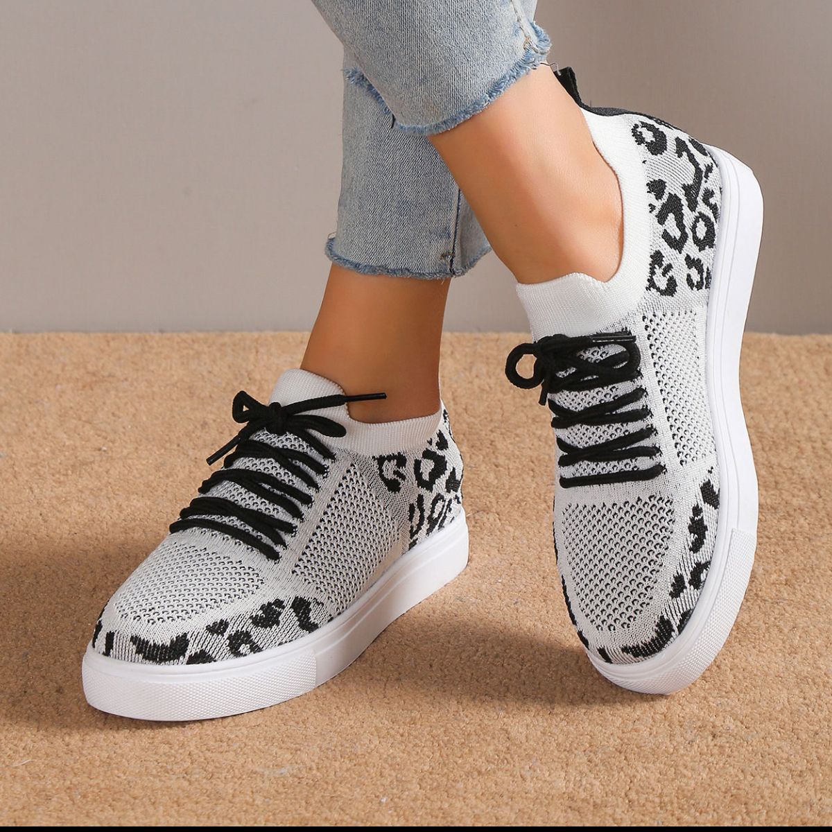 Lace-Up Leopard Flat Sneakers - Mad Gringa Hats & Boutique