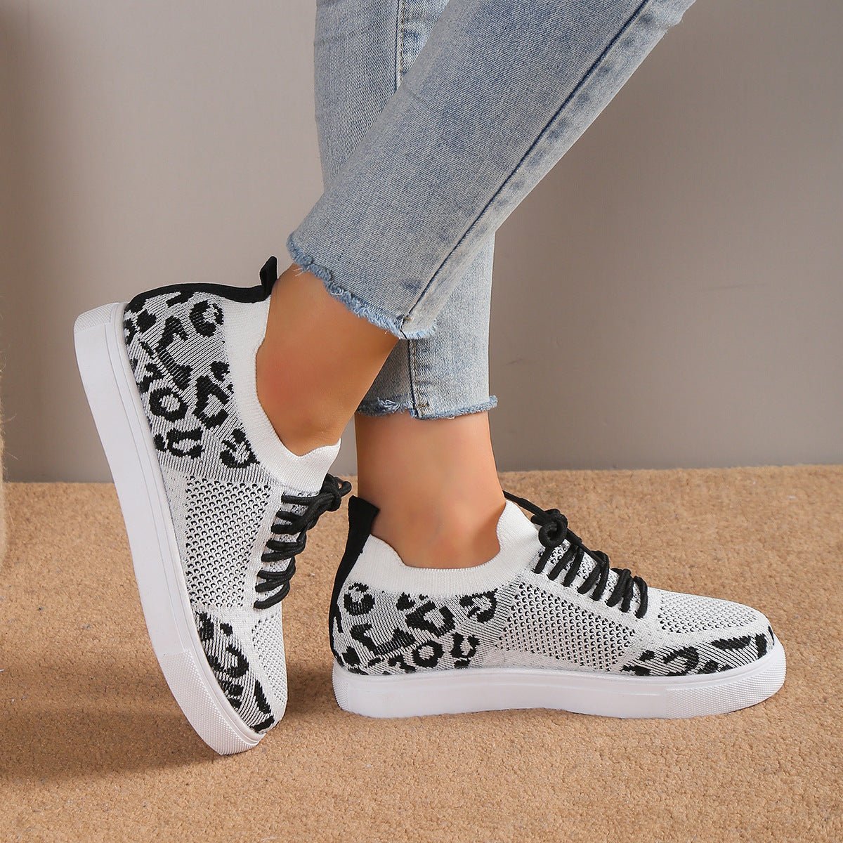 Lace-Up Leopard Flat Sneakers - Mad Gringa Hats & Boutique