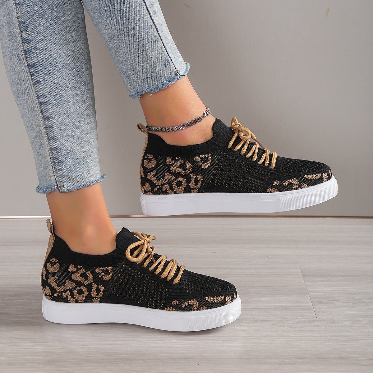 Lace-Up Leopard Flat Sneakers - Mad Gringa Hats & Boutique