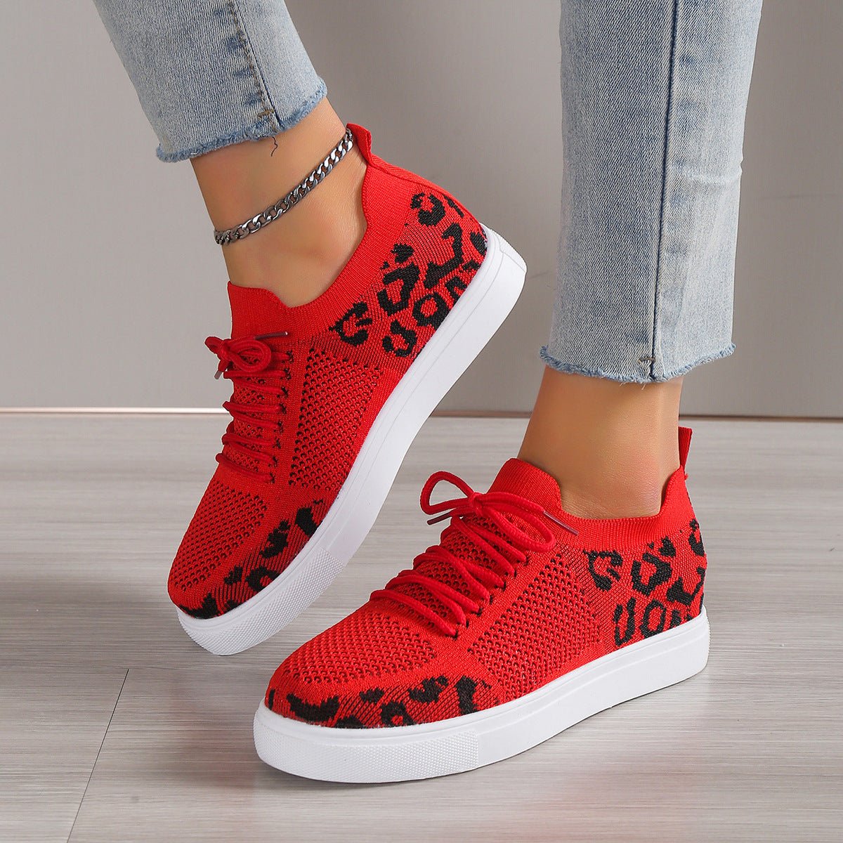 Lace-Up Leopard Flat Sneakers - Mad Gringa Hats & Boutique